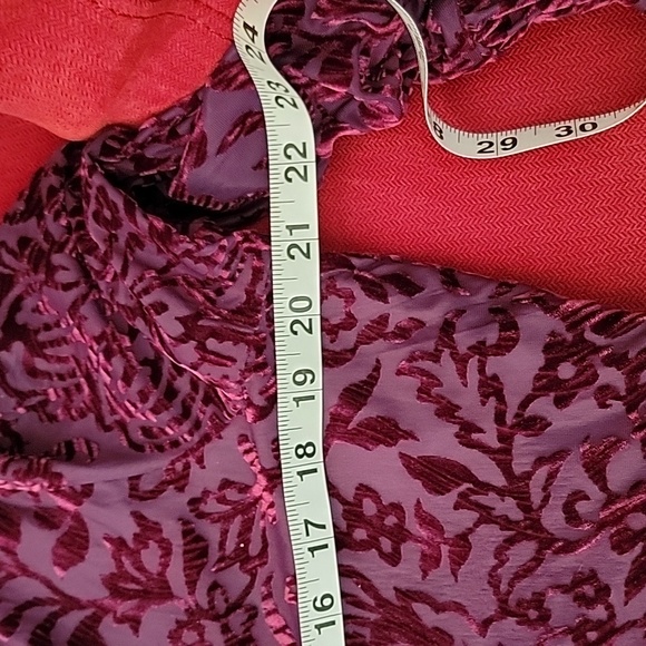 Paris Hues Flocked Feel Babydol Dress w/ Bell Sleeves purple/burgundy sz XL - Picture 15 of 16